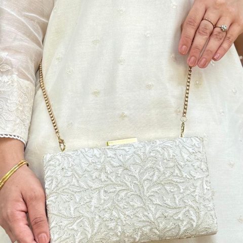 White Tone-on-Tone Floral Embroidered