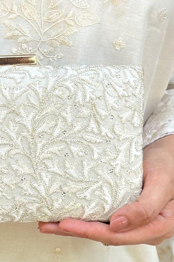 White Tone-on-Tone Floral Embroidered