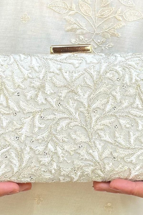 White Tone-on-Tone Floral Embroidered